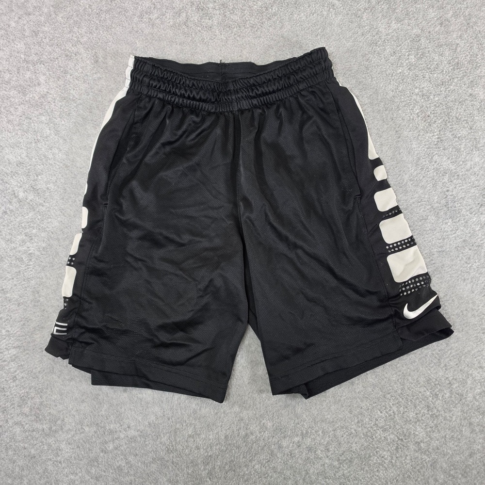 Nike Elite Basketball Shorts Mens Small Black White Dri-FIT Athletic Mesh